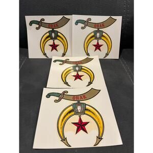 Vintage 4 Shriners Transfer  Decals Sword Crest Star-Orak